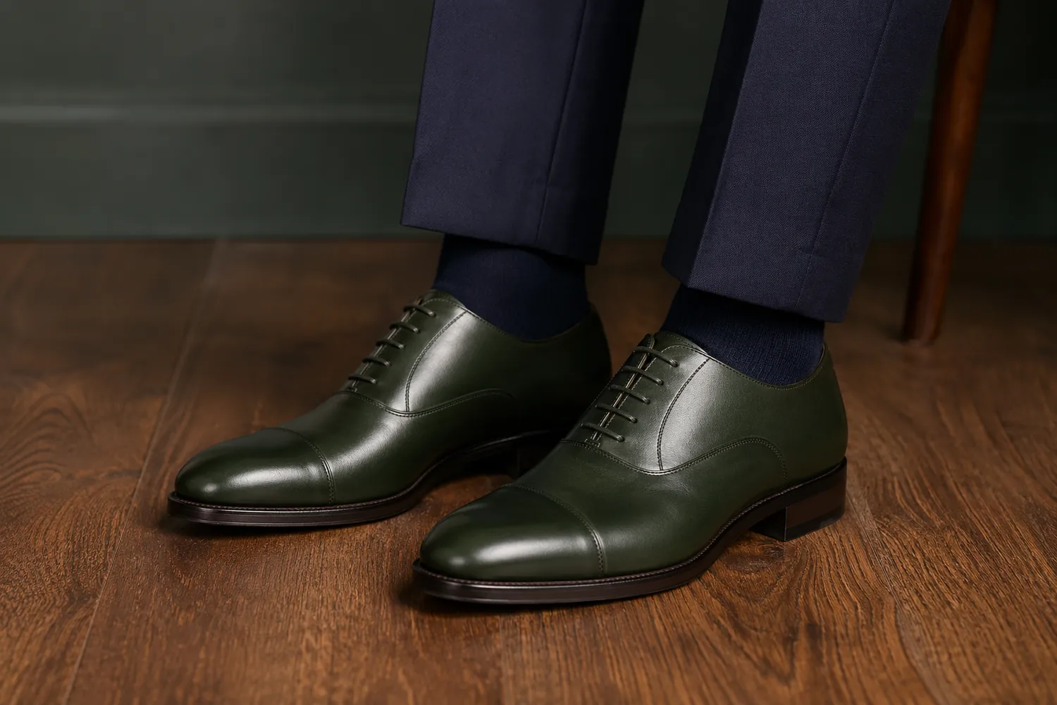 Homme chaussures ville cuir vert