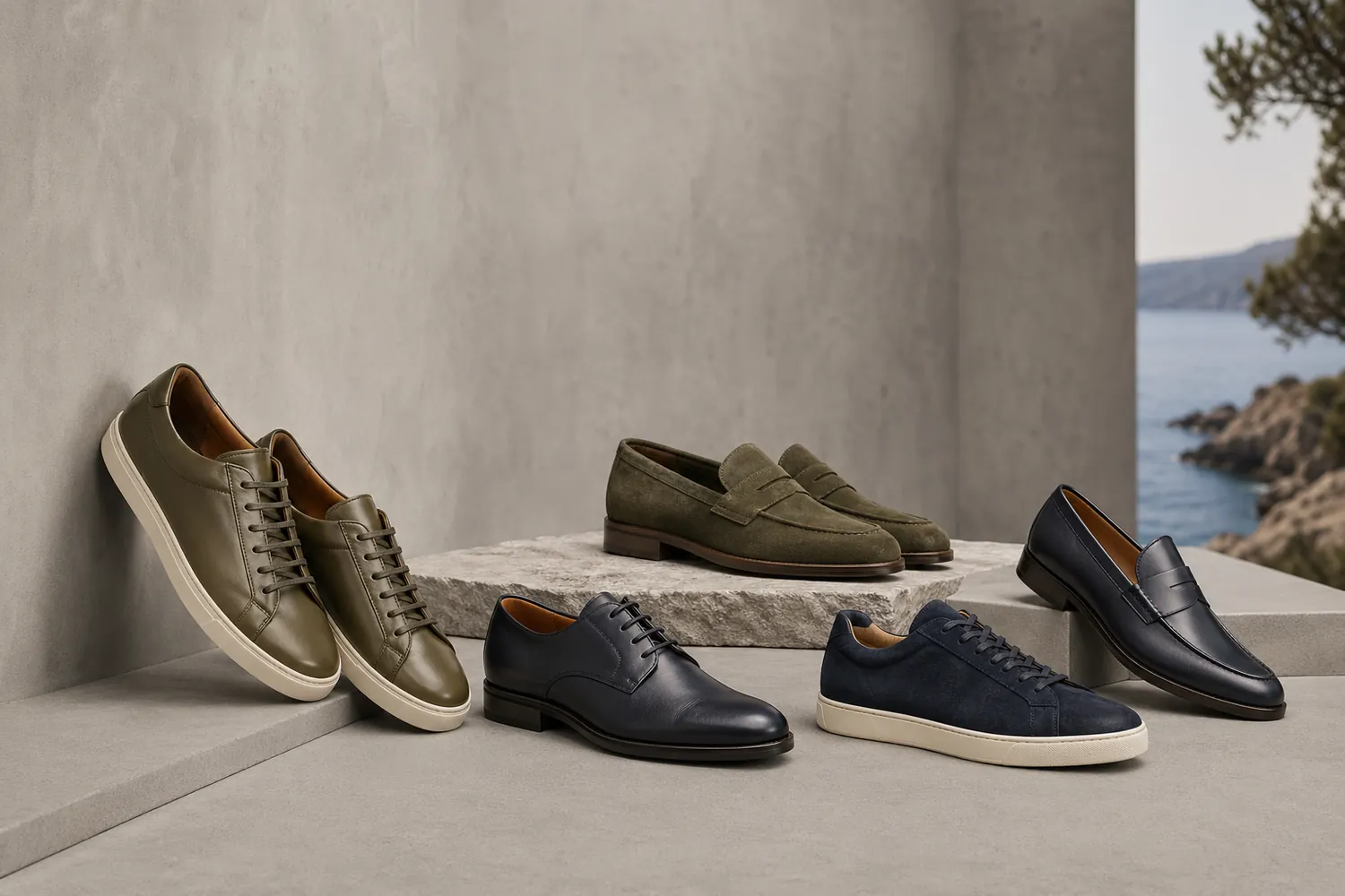 Collection chaussures homme San Marina cuir et sneakers en studio
